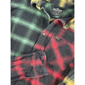 Hollister Plaid Flannel Shirt Mens L Multicolor Button Front Casual
